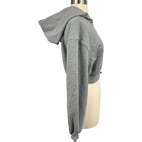 For Love and Lemons Josie Gray Hoody Crop Hoodie Sweatshirt Size M Pullover - Picture 7 of 11